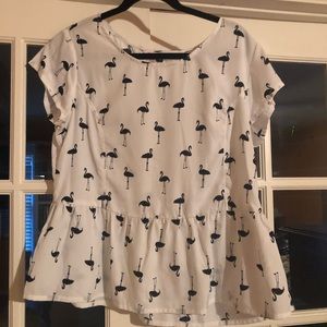 Simply Be black and white flamingo print peplum